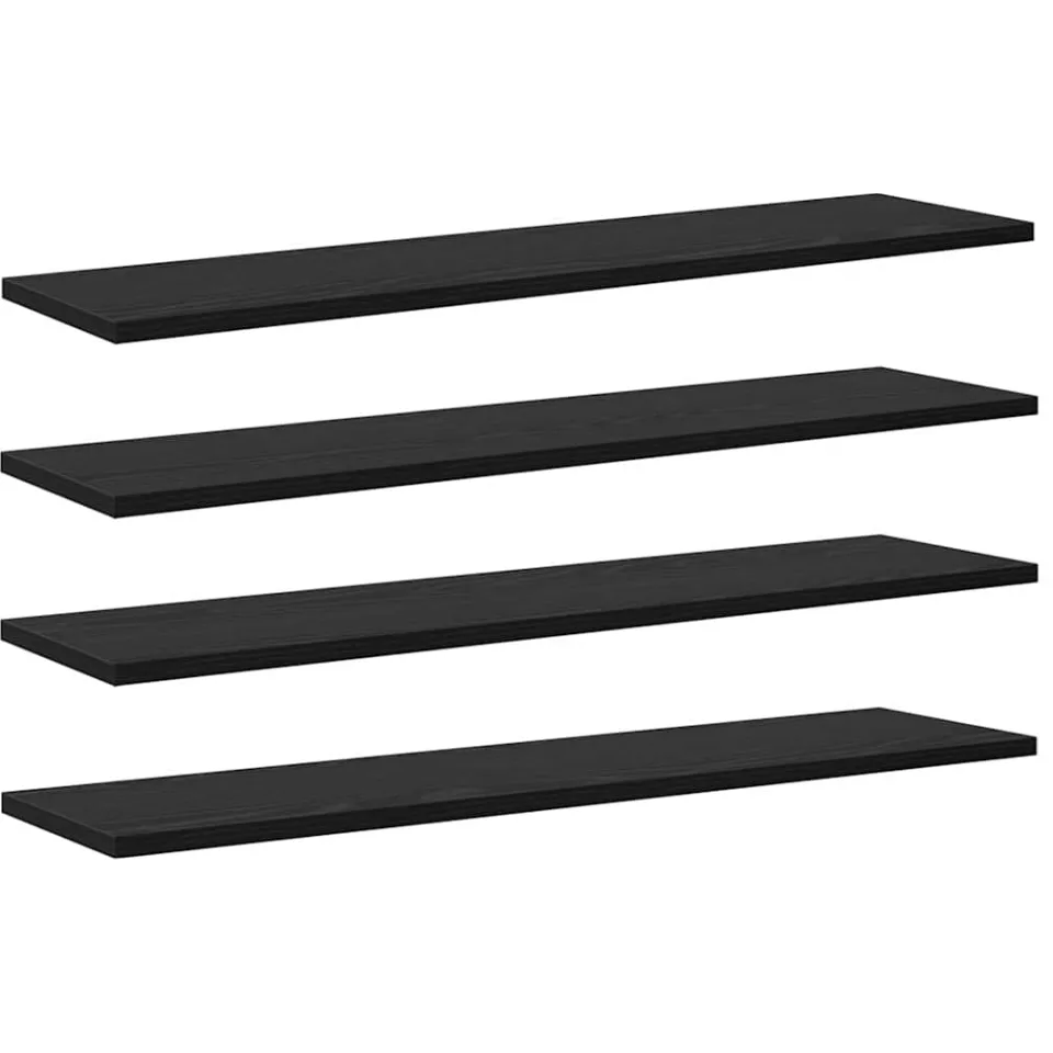 vidaXL Boekenplank Bord 3-laags 4 st 80 x 20 x 1,5 cm Bewerkt hout Zwart