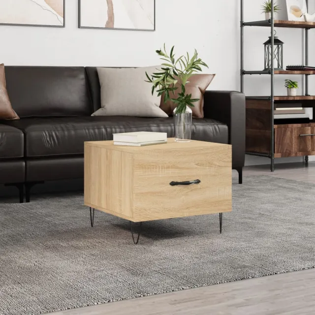 vidaXL Salontafel 50x50x35 cm bewerkt hout sonoma eikenkleurig, foto 2