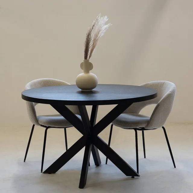Giga Meubel Eettafel Vancouver - Rond 120cm - Zwart - 2-4 Personen