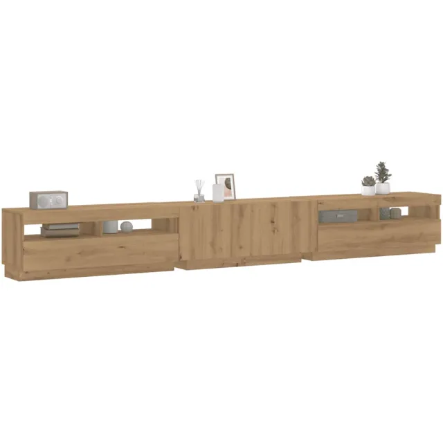 vidaXL Tv-meubel met LED 300x35x40 cm bewerkt hout artisanaal eiken Bruin