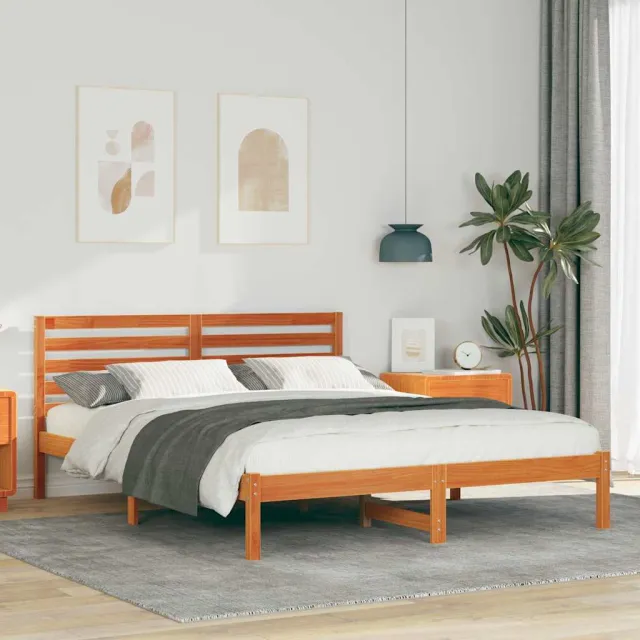vidaXL Bedframe Wasbruin 140 x 200 cm Massief grenenhout