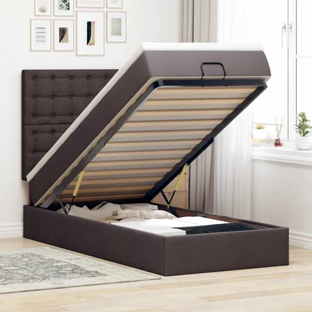 vidaXL Bed poef met matras en LED's 100x200 cm stof blauw