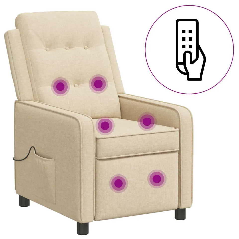 vidaXL Massage-relaxstoel Crèmekleurig 65 x 93 x 102 cm Stof, foto 3