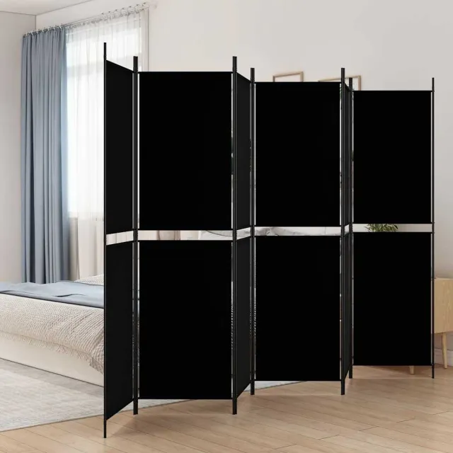 vidaXL Kamerscherm met 6 panelen 300x200 cm stof zwart, foto 2