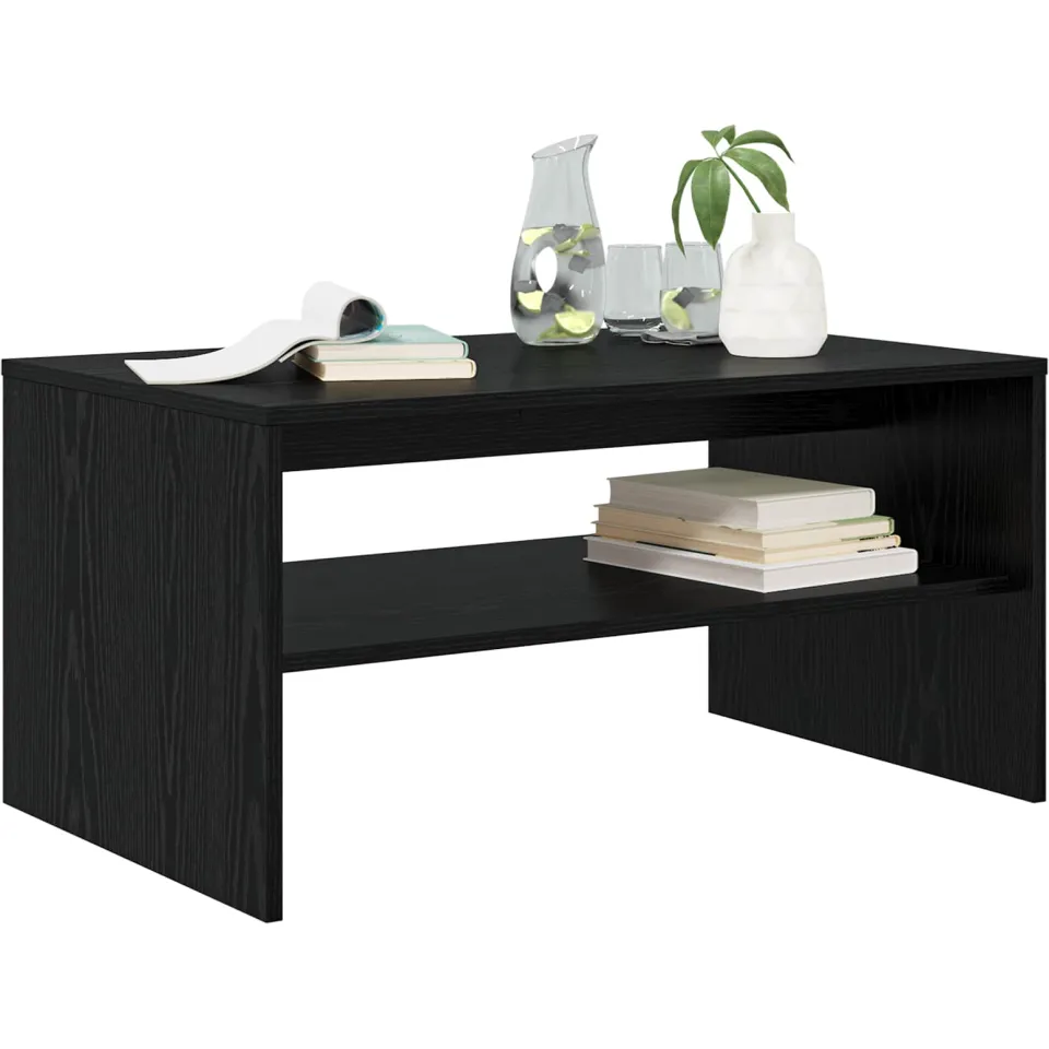 vidaXL Salontafel Zwart Eiken 80 x 50 x 40 cm Bewerkt hout
