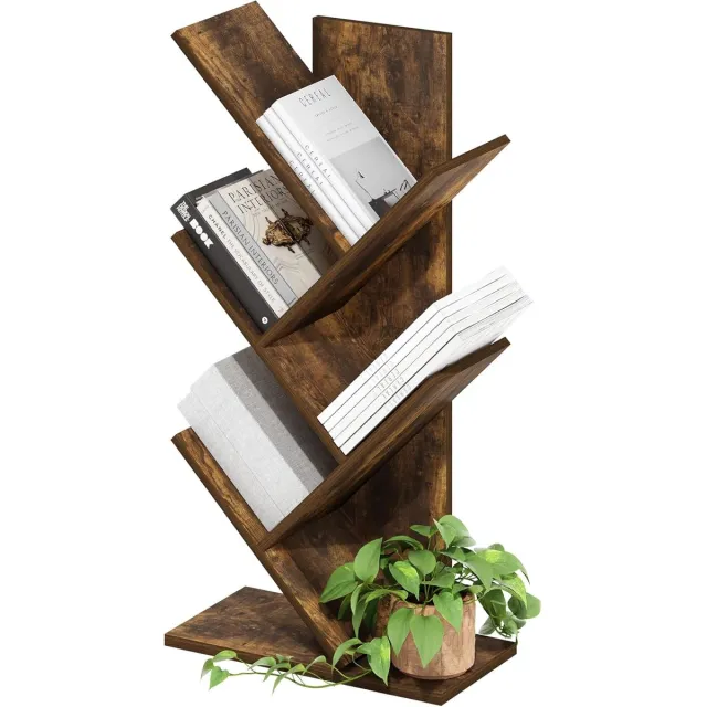Ibenzoa Robuuste Houten Boekenkast met Vijf Compartimenten - Perfect voor Bibliotheken en Werkplekken Barnsteengrenen