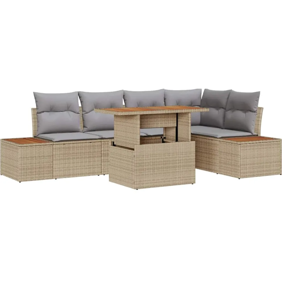 vidaXL Tuin Sofa Set 6 st Beige Poly riet