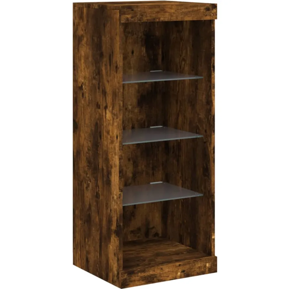 vidaXL Dressoir met LED-verlichting 41x37x100 cm gerookt eikenkleurig Bruin