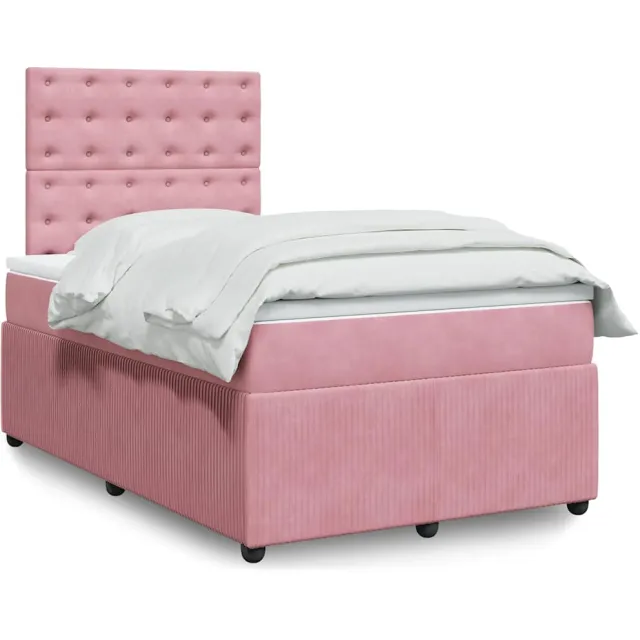 vidaXL Boxspring met matras fluweel roze 120x190 cm
