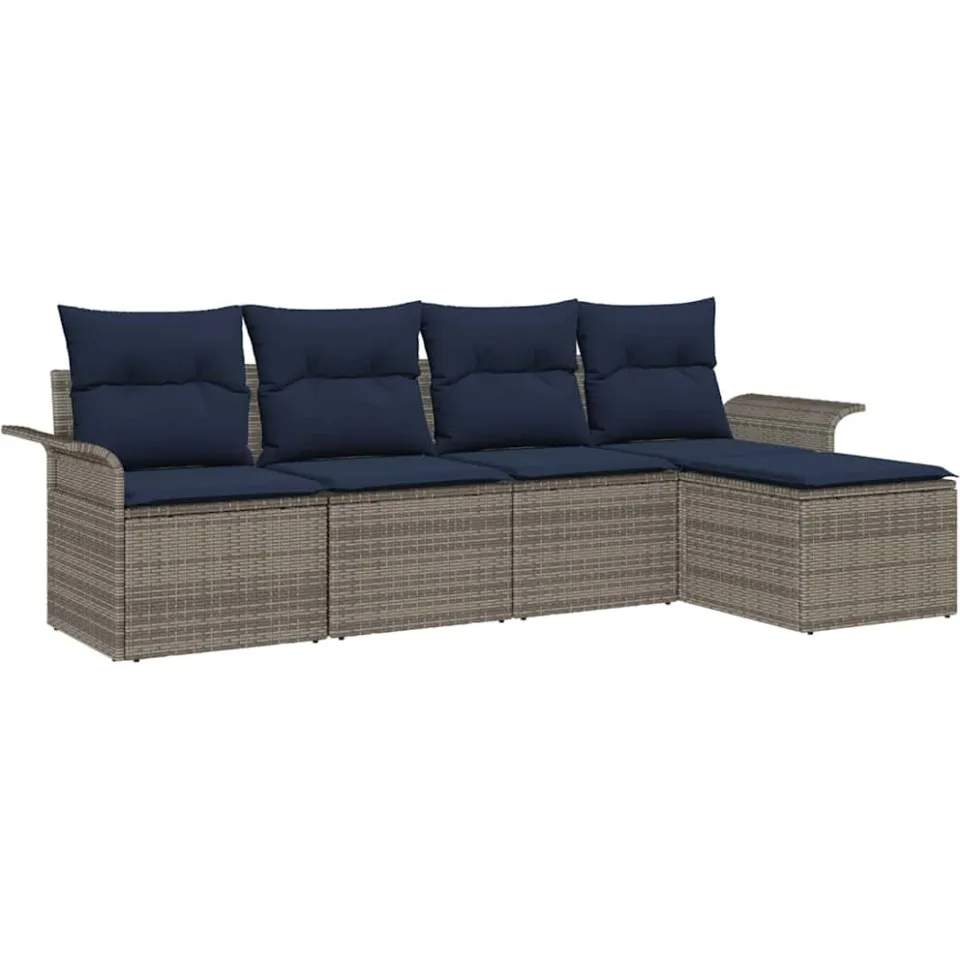 vidaXL Tuin Sofa Set 5 st Grijs poly rattan