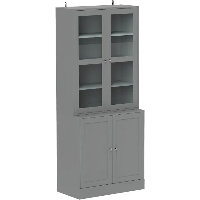 Homcom Boekenkast-MDF-76x40x178,5cm-Grijs