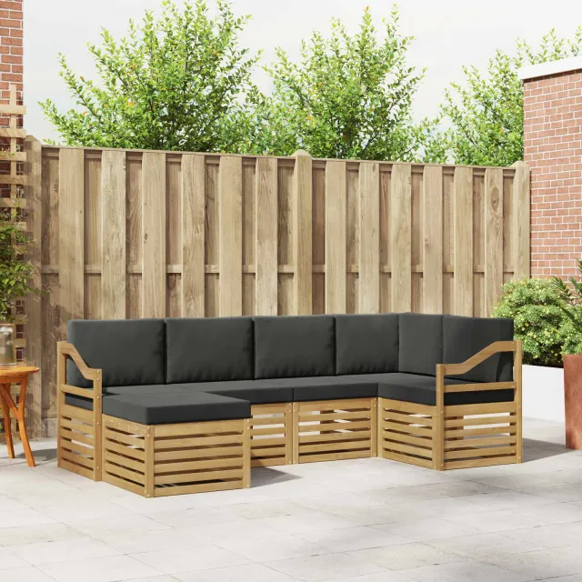 vidaXL Buiten bankenset 6 st 5-zits Wit en antracietkleurig Polyester