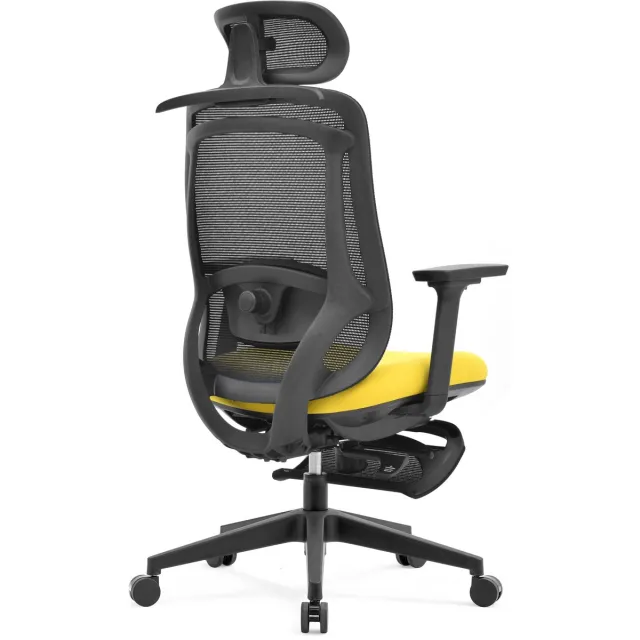 Ergolis® Ergonomische Bureaustoel Met Voetsteun Zwart/Geel Ergolis® - Office Chair - Tot 150 kg - Game Stoel - Gaming Stoel - Kantoor Stoel