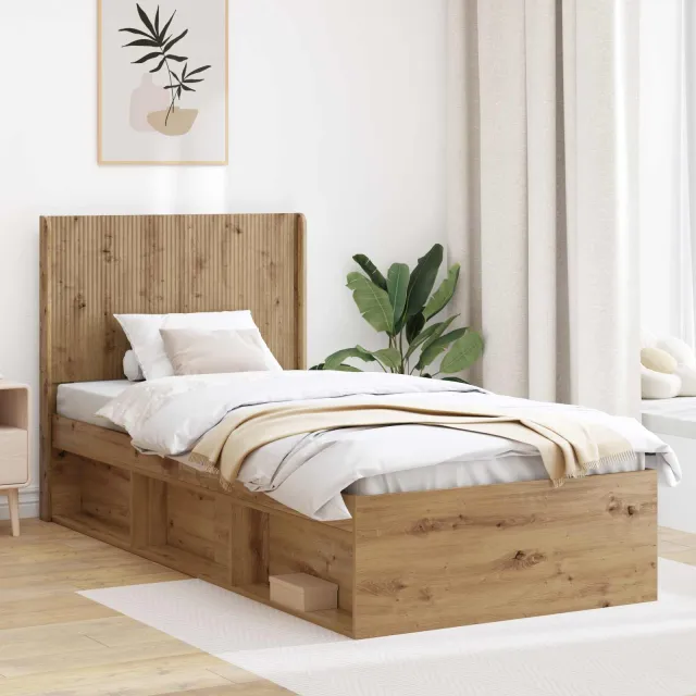 vidaXL Hoofdbord Artisanaal eiken Bewerkt hout Bruin