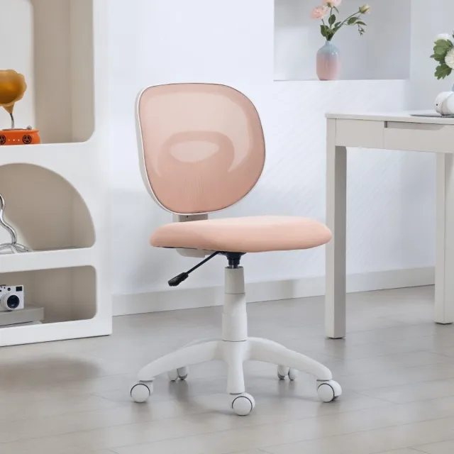 REDOM Compacte Bureaustoel Zonder Armleuningen - Ergonomische Kinderbureaustoel / Bureaustoel Meiden - Mesh - Roze
