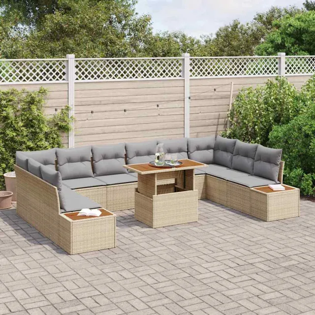 vidaXL Tuin Sofa Set 11 st Beige Poly riet, foto 2