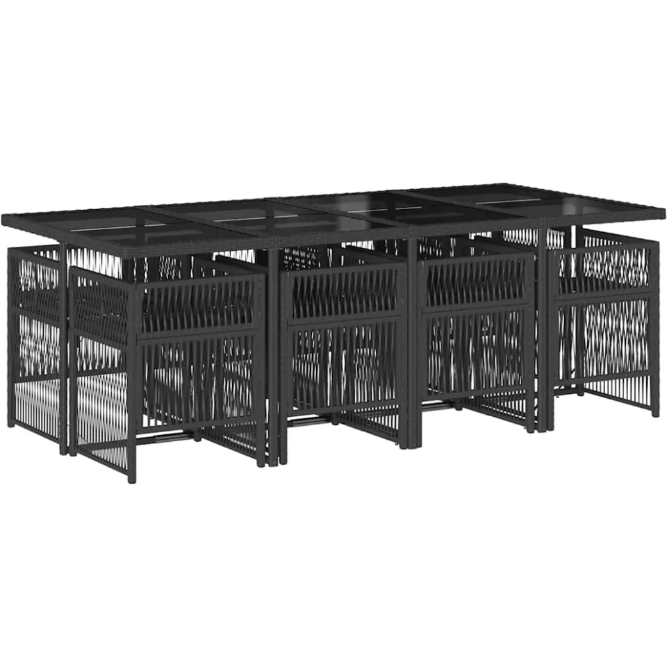 vidaXL 9-delige Tuinset poly rattan zwart, foto 4