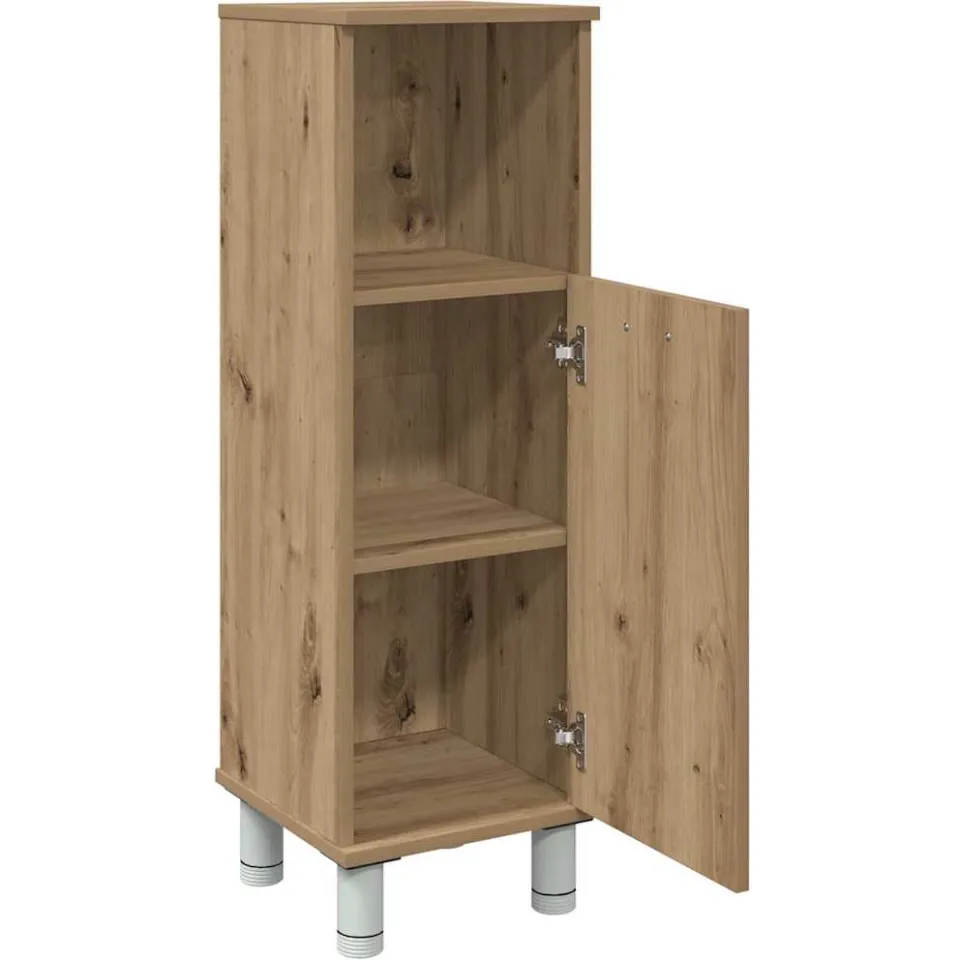 vidaXL Badkamerkast 30x30x95 cm bewerkt hout artisanaal eikenkleur Bruin