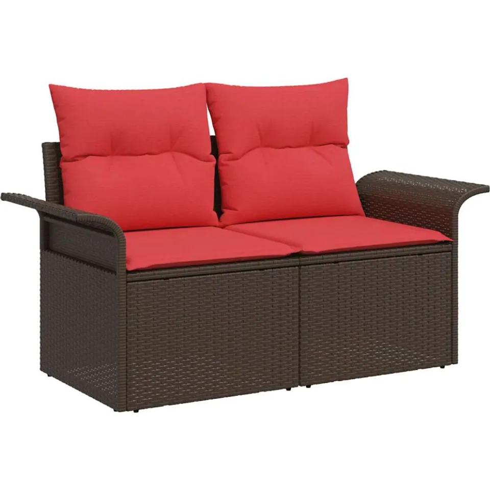 vidaXL Tuin Sofa Set 11 st Bruin Poly riet