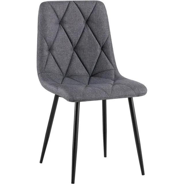 CLP Clairton Eetkamerstoel - klassiek - met zwart metalen frame - Belastbaar tot 150 kg - fluweel - Velvet - Stof/donkergrijs