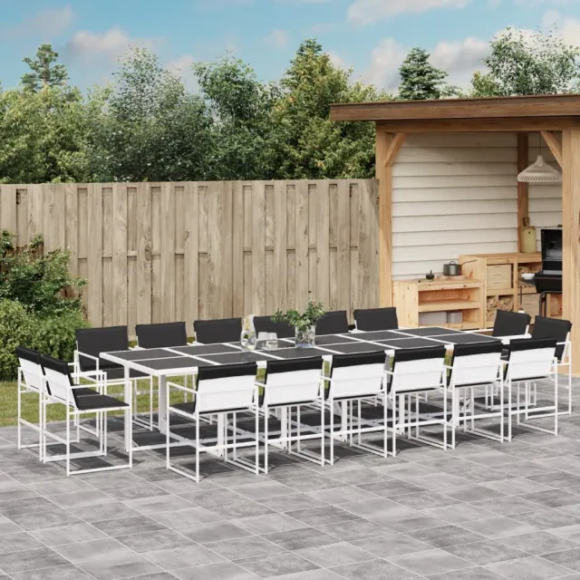 vidaXL 17-delige Tuinset met kussens textileen wit, foto 2