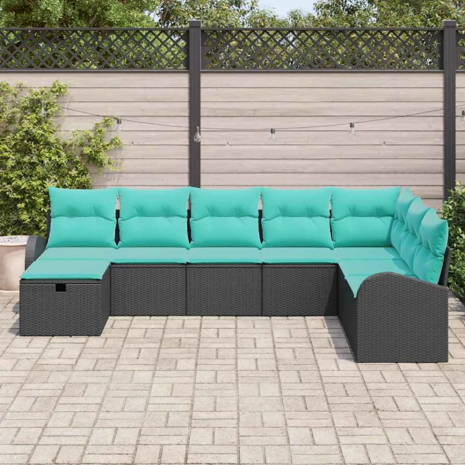 vidaXL Tuin Sofa Set 8 st Zwart poly rattan, foto 3
