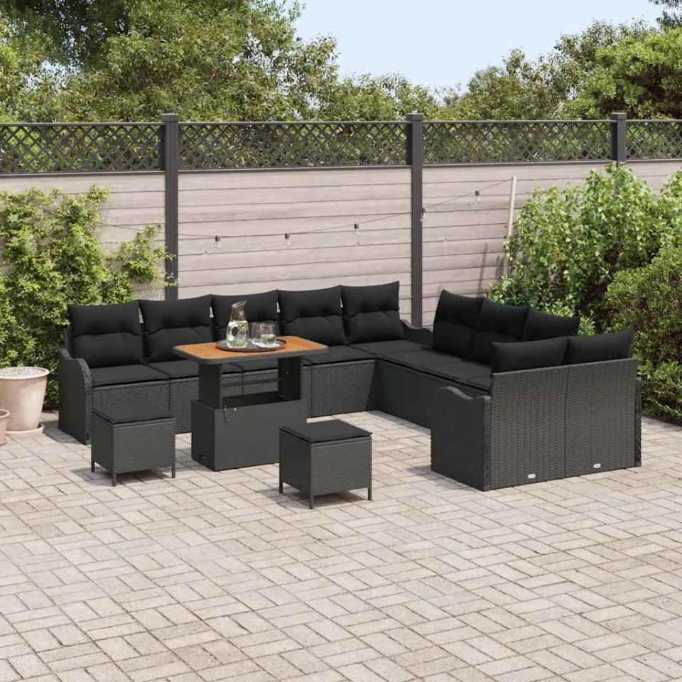 vidaXL Tuin Sofa Set 13 st Zwart poly rattan, foto 3