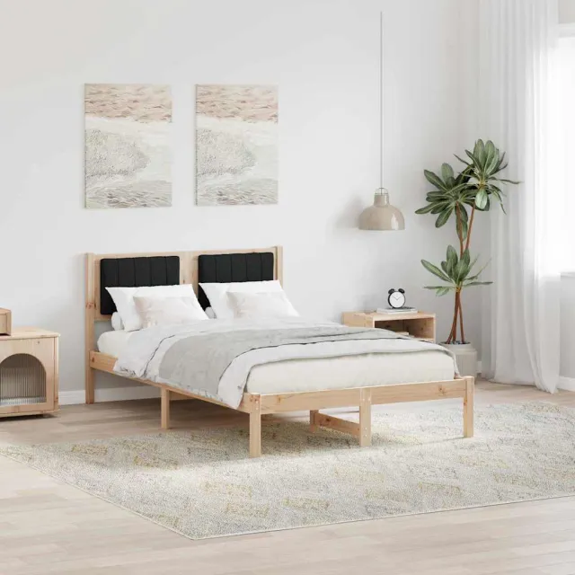 vidaXL Bedframe met Gevoerd Hoofdgedeelte Zwart 120 x 200 cm Bruin