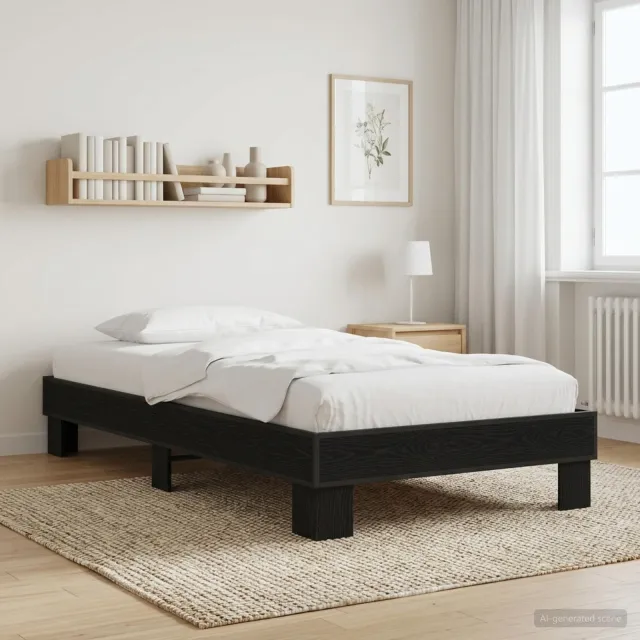 vidaXL Bedframe Zwart eiken 80 x 200 cm Bewerkt hout