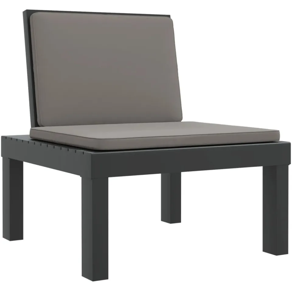 vidaXL 3-delige Loungeset met kussens PP antracietkleurig, foto 4