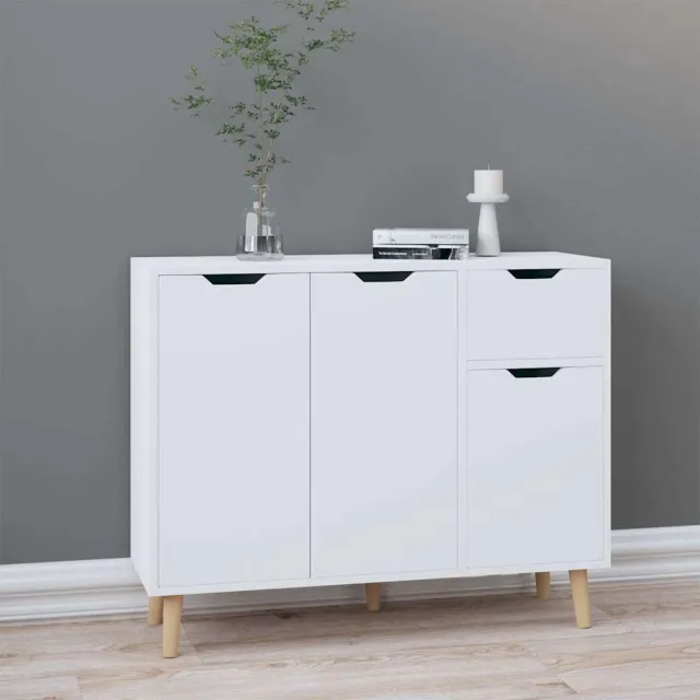 vidaXL Dressoir 90x30x72 cm bewerkt hout hoogglans wit, foto 2