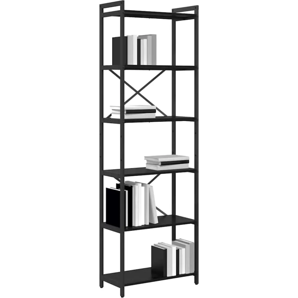 vidaXL Boekenkast 60 x 30 x 189,5 cm Bewerkt hout Zwart Eiken