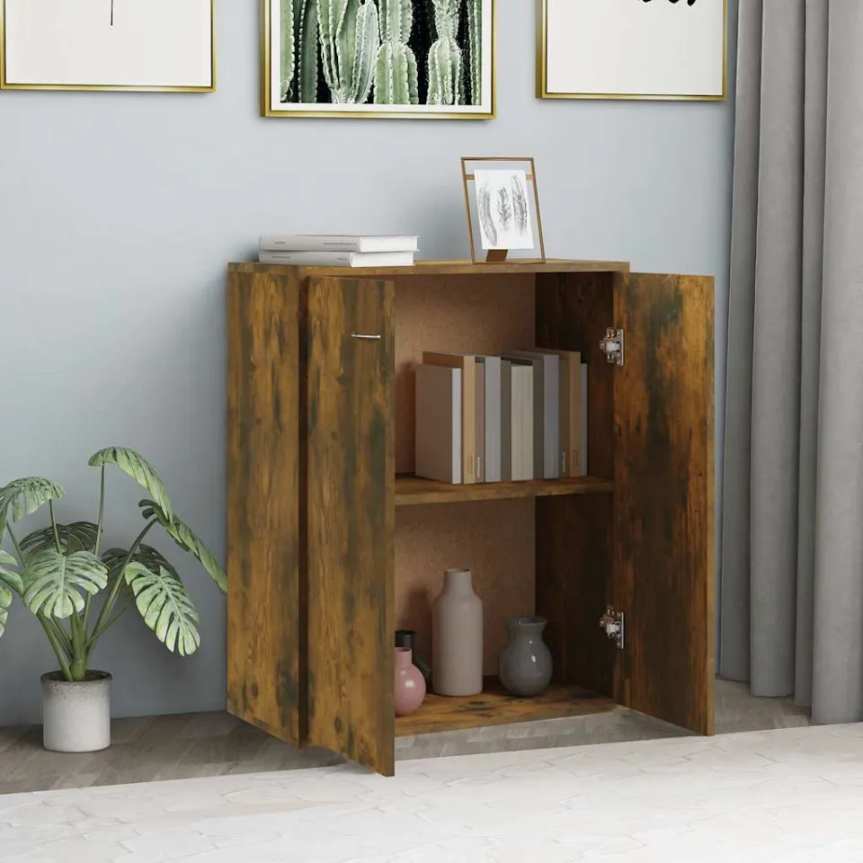 vidaXL Dressoir 60x30x75 cm bewerkt hout gerookt eikenkleurig, foto 3