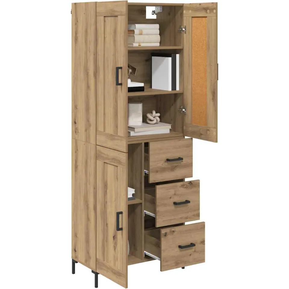 vidaXL Hoge kast 2 st Artisan Eiken 69,5 x 34 x 180 cm Bewerkt hout Bruin