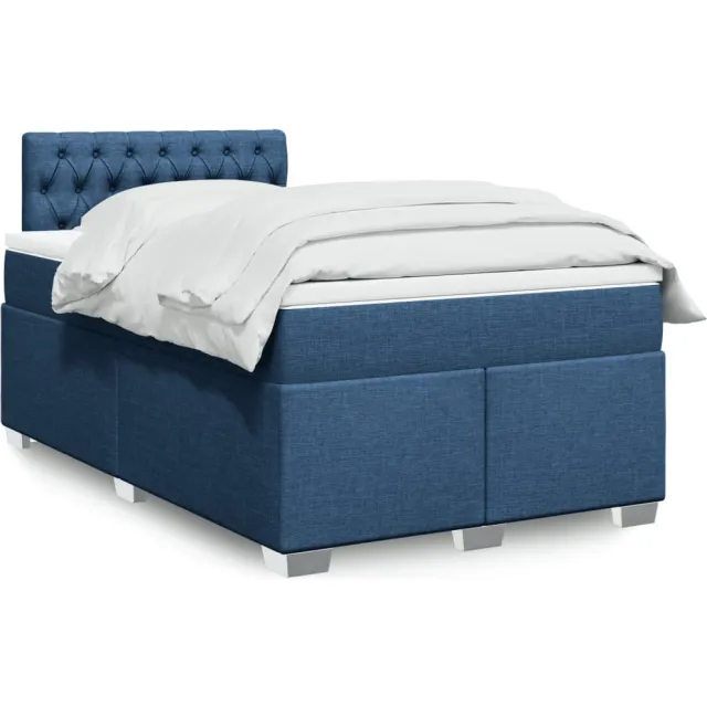 vidaXL Boxspring met matras stof blauw 120x200 cm