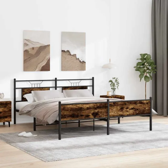 vidaXL Bedframe zonder matras metaal gerookt eikenkleurig 180x200 cm