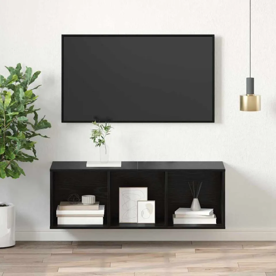 vidaXL Tv-meubelset 37 x 37 x 107 cm Zwart Eiken Bewerkt hout, foto 4