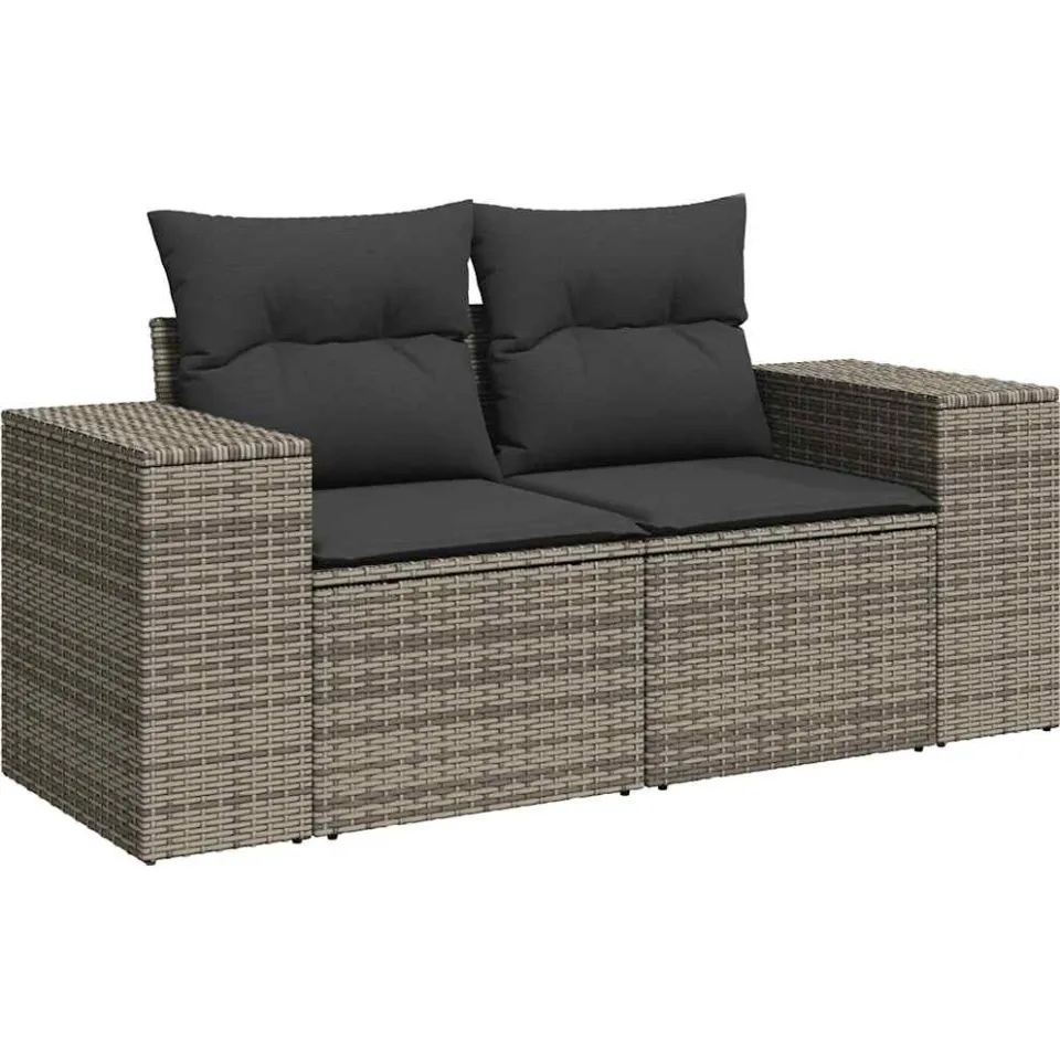 vidaXL 7-delige Loungeset met kussens poly rattan grijs