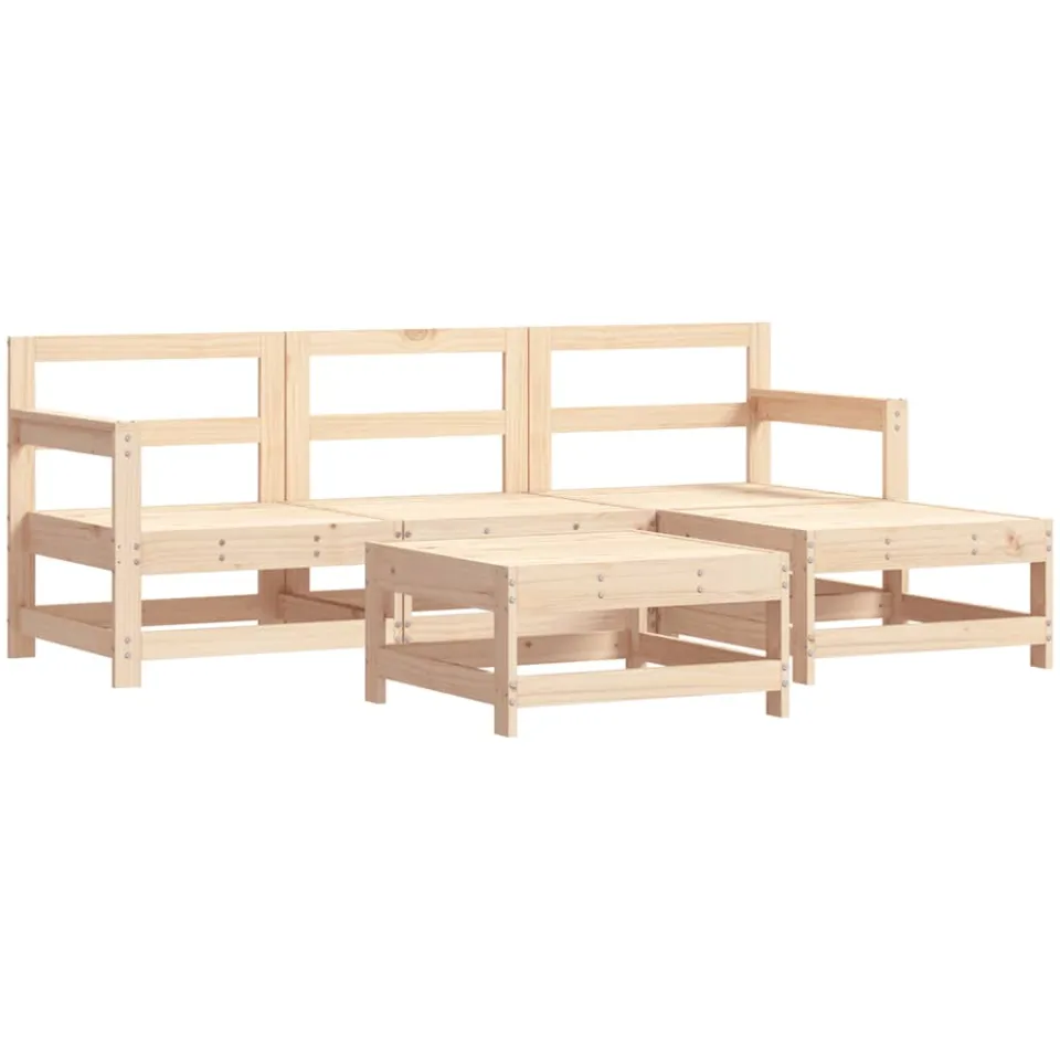 vidaXL 5-delige Loungeset massief grenenhout Bruin