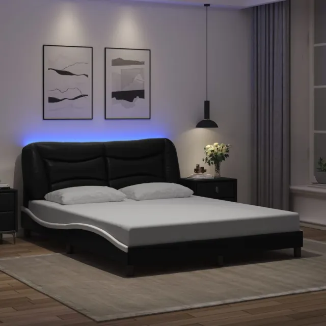 vidaXL Bedframe met LED zonder matras "Hvar" zwart 160x200 cm