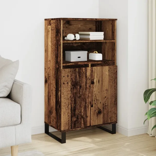 vidaXL Hoge kast 60x36x110 cm bewerkt hout oud houtkleurig Bruin
