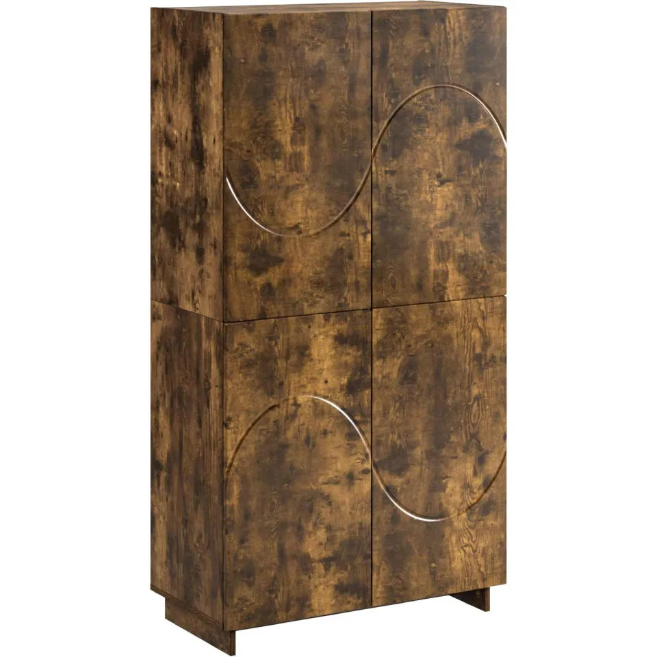 vidaXL Hoge kast Gerookt eiken 79 x 41 x 151 cm Bewerkt hout, foto 3