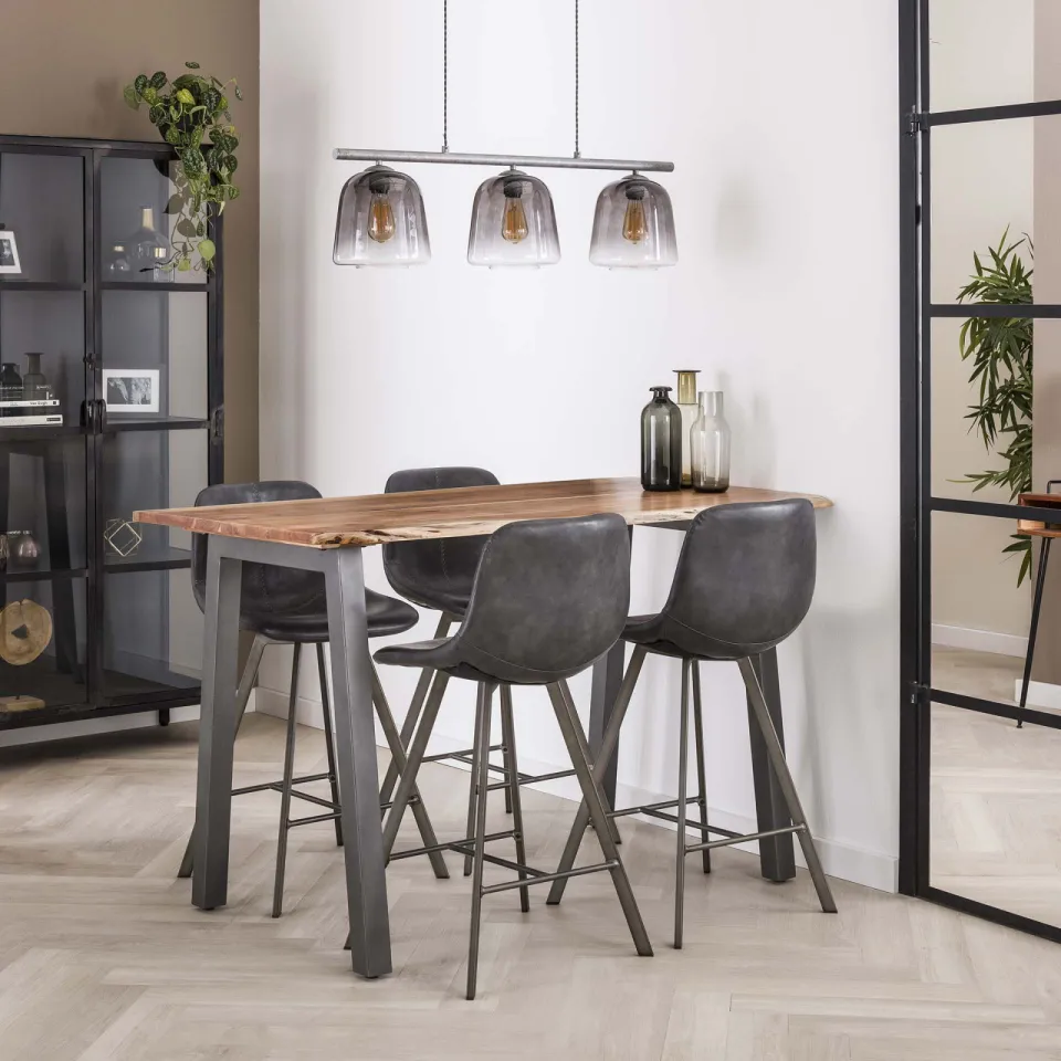 LifestyleFurn Industriele Boomstam Bartafel 'Judge' 147 x 80cm massief acacia naturel, foto 3