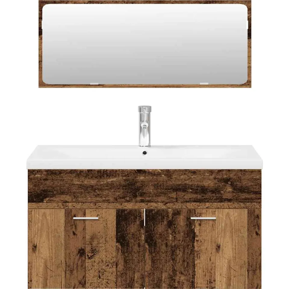 vidaXL 3-delige Badkamermeubelset bewerkt hout oud houtkleurig bruin, foto 4