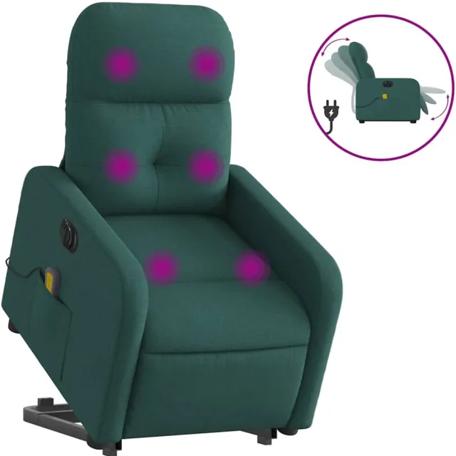 vidaXL Sta-op-massagestoel - elektrisch - verstelbaar - stof - donkergroen