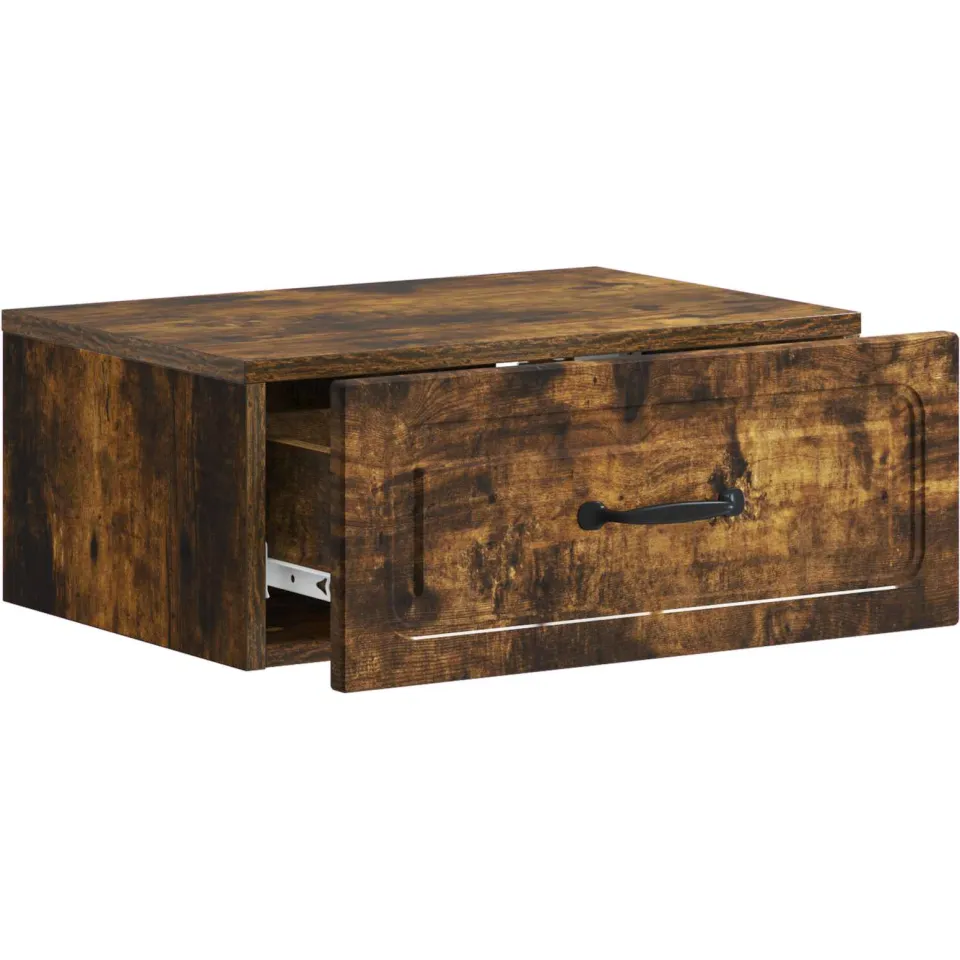 vidaXL Wandbeugel Bedkast Gerookt eiken 49 x 34,5 x 20 cm Bewerkt hout, foto 3