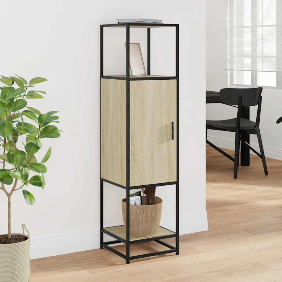 vidaXL Hoge kast 35,5x35x139 cm bewerkt hout en metaal sonoma eiken, foto 2