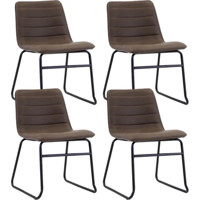 Dimehouse Set van 4 Industriële Eetkamerstoelen Mark Taupe Kunstleer - Zonder Armleuningen - Kunstleer - Industrieel