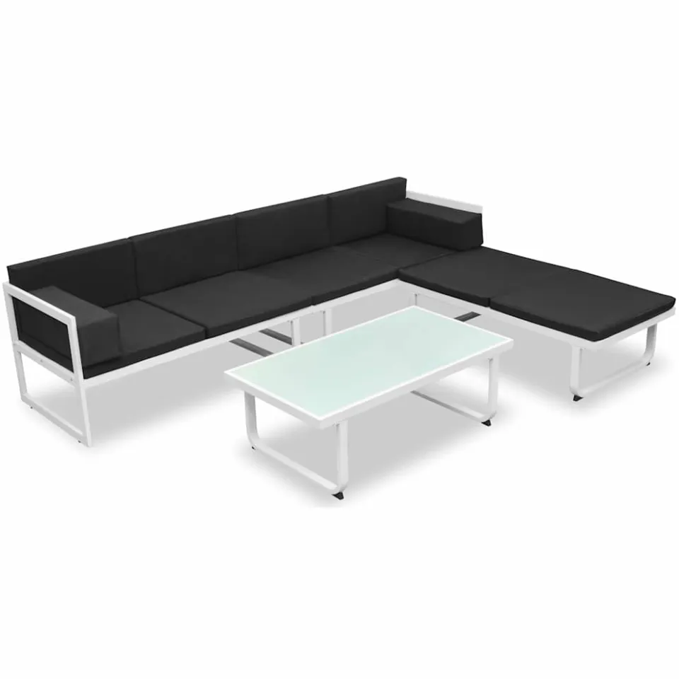 vidaXL 4-delige Loungeset met kussens aluminium zwart, foto 3