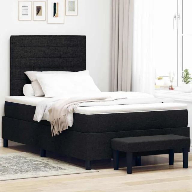 vidaXL Boxspringbed met hoofdeinde Zwart 120 x 190 cm Stof